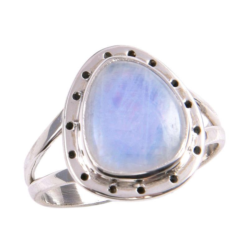Natural Rainbow Moonstone Gemstone Handmade 925 Solid Silver Gift Ring S.8 G8b02