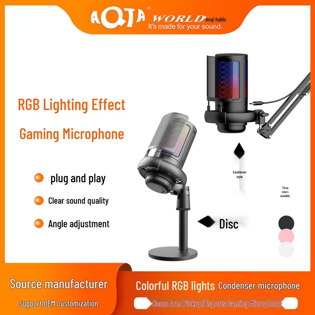 Esports USB Condenser Desktop Microphone with Boom Arm for Live Recording