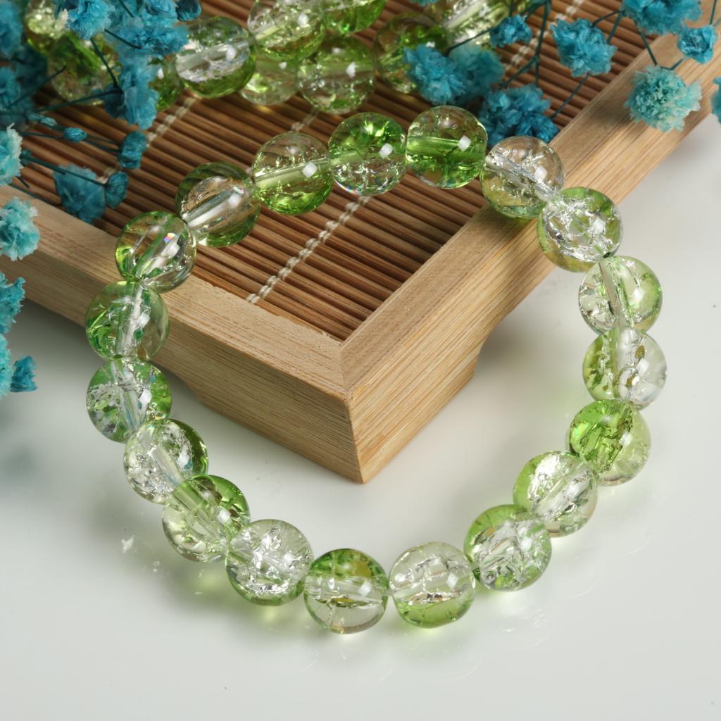 10mm Cracked Flower Glass Beaded Bracelets, Multi-Color Y2K Sweet Cool Style Bracelets for Women Fashion Jewelry Accessories