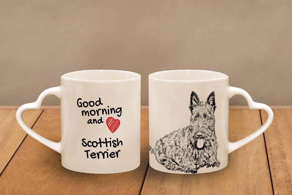 Scottish Terrier, Aberdeen Terrier - Tasse mit einem Hund, entzückende Tasse mit herzförmigem Henkel, universelles Geschenk von der Marke Art-Dog
