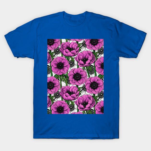 Unisex Fashion TShirt Pink Anemone Garden Print TShirt Plus Size S-5XL T-Shirt 100%Cotton Tops O Neck Short Sleeve Tees