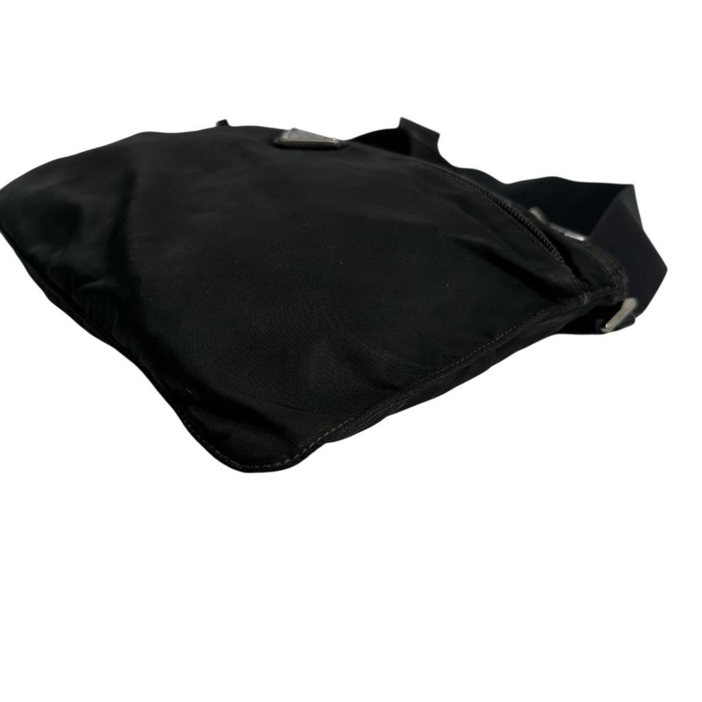 PRADA Triangle logo Shoulder Bag Nylon black Women Used