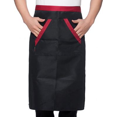 2pcs Chef Waist Apron Soft Moisture Absorbent Breathable Polyester Men"s Half Apron with Pockets