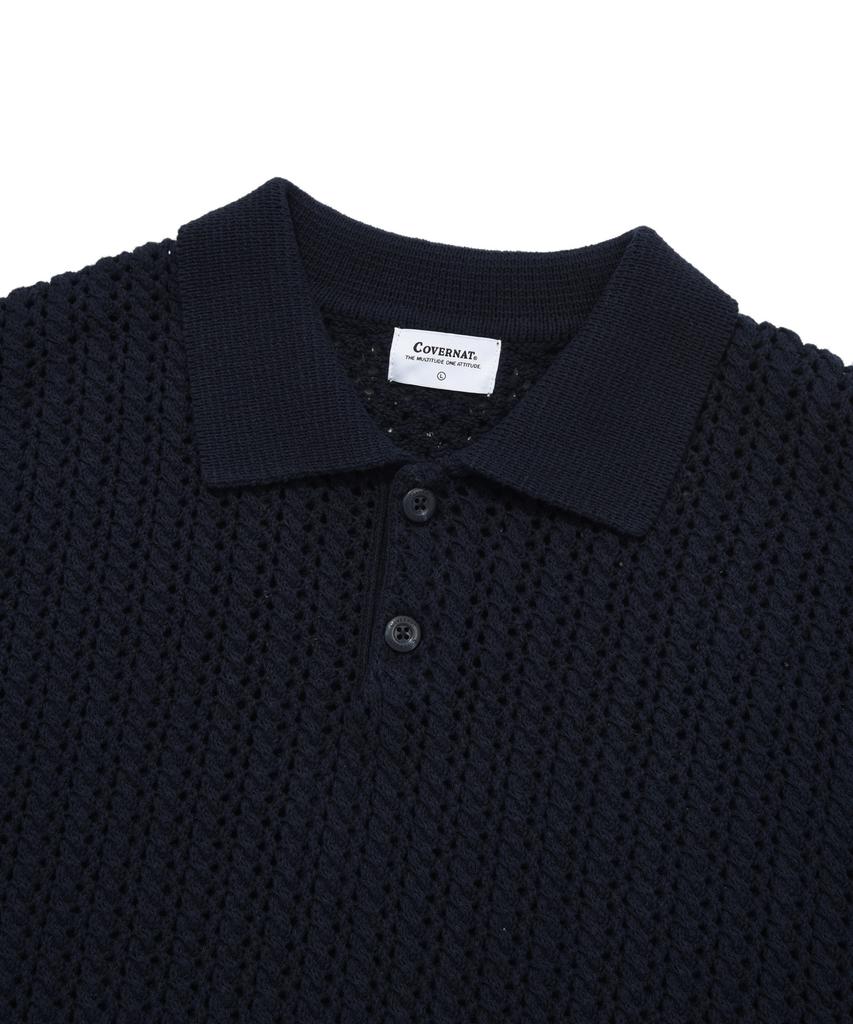 COVERNAT Authentic Crochet Collar Knit Navy