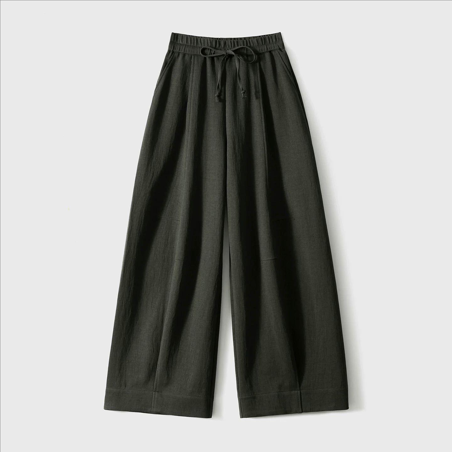 

Meat-Concealing Series: Versatile Textured Commuting Wide-Leg Pants with Drawstring Extra Large