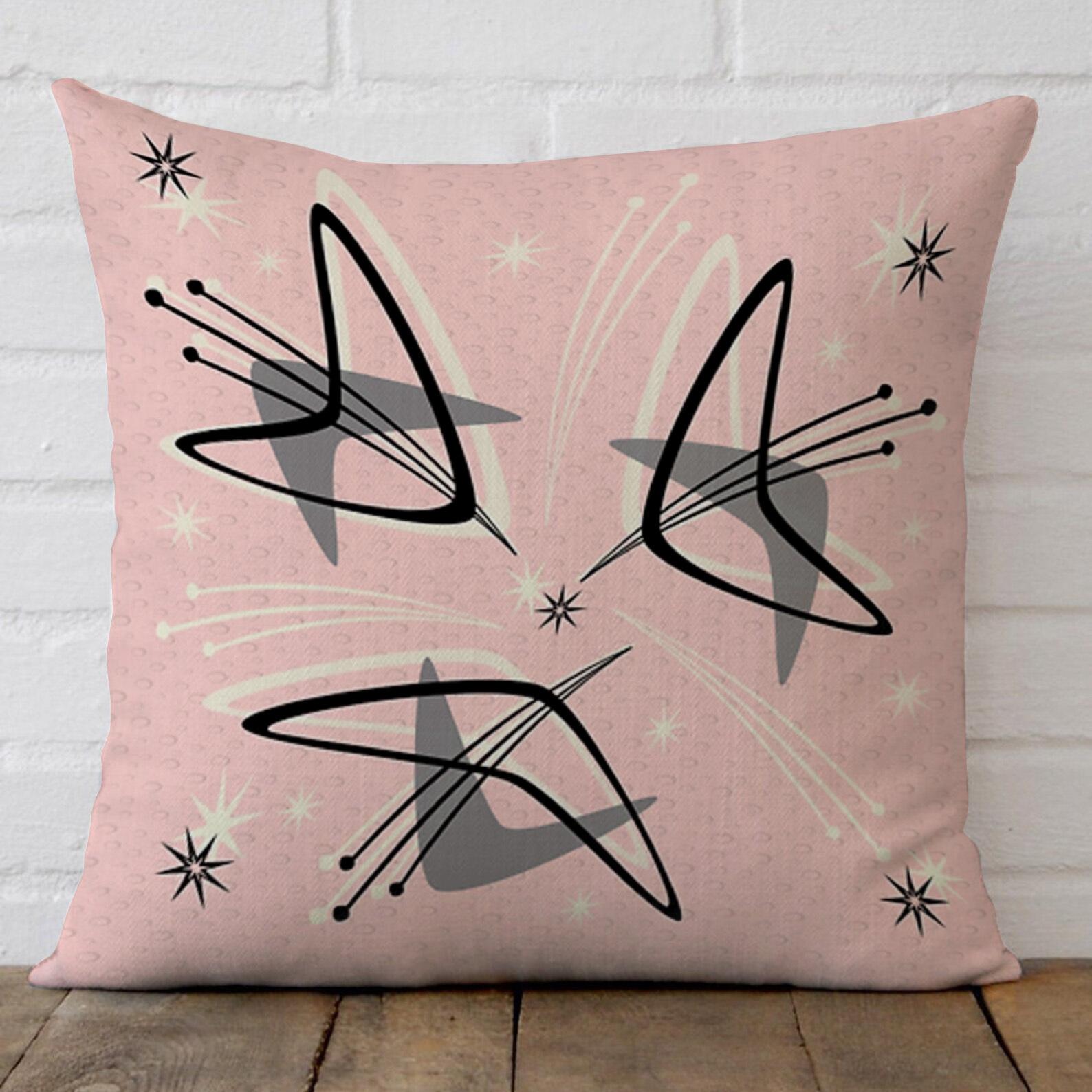 Mid Century Modern Star Cushion Cover Abstract Pink Black Pillowcase Retro Atomic Home Decor Sofa Throw Pillow 40x40 cm