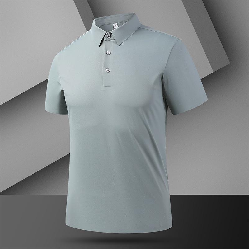 Seamless POLO Shirt T-shirt Ice-feeling Quick-drying Fabric Soft, Light-skin Breathable Lapel T-shirt Polo Shirt