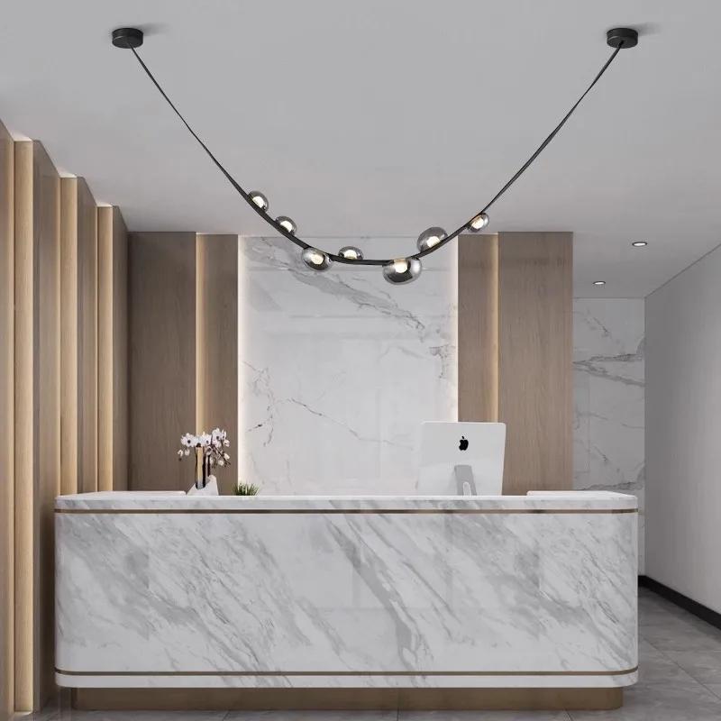 

Современный минималистский ресторан Серая декоративная люстра Nordic Art Designer Villa Duplex Подвесная гостиная Лестница Люстра Natural light 4000K&1 PCS