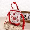 Floral Canvas Drawstring Bag Bird Bowknot Handbag Elegant Small Flower Wrist Bag  Festival