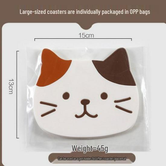 Cute Cat & Puppy Expression PVC Silicone Non-slip Heat Insulation Coaster Mat