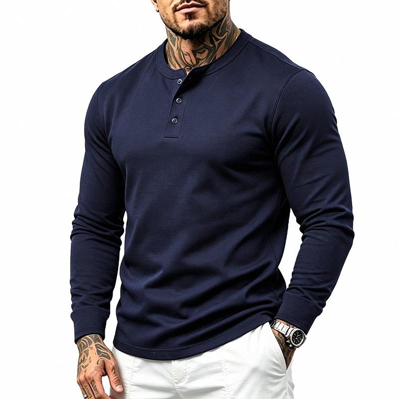 Herren S EU Größe Langarm T-Shirt Slim Fit Lässig Basisschicht