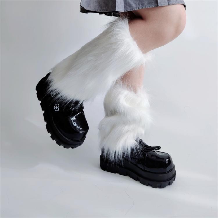 Thermal Plush Leg Warmers Windproof Cold Protection Casual Formal Outfit Furry Boot Covers Footless Socks for Women