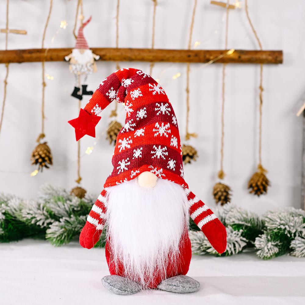 Charming Christmas Snowflake Knit Hat Doll Rudolph Adorable Plush Decoration Red Snowflake Hat