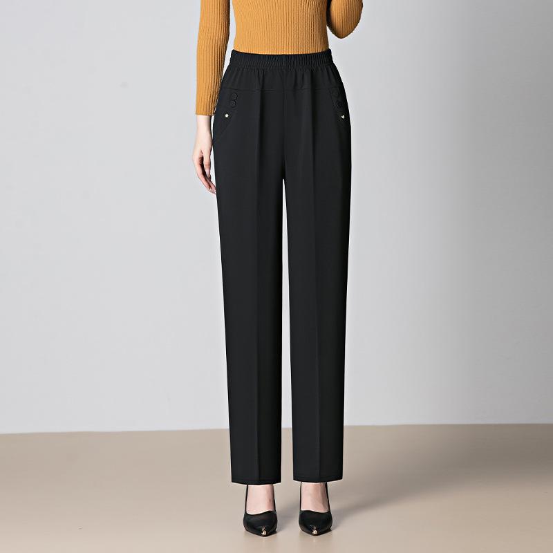 Women's High Waist Slim-Fit Casual Pants - Versatile Spring/Autumn Fashion, Loose & Elastic