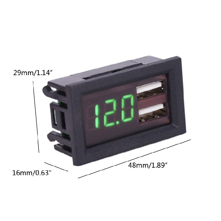 LED Digital Display Voltmeter Dual USB Output Voltage Meter Battery Tester Panel