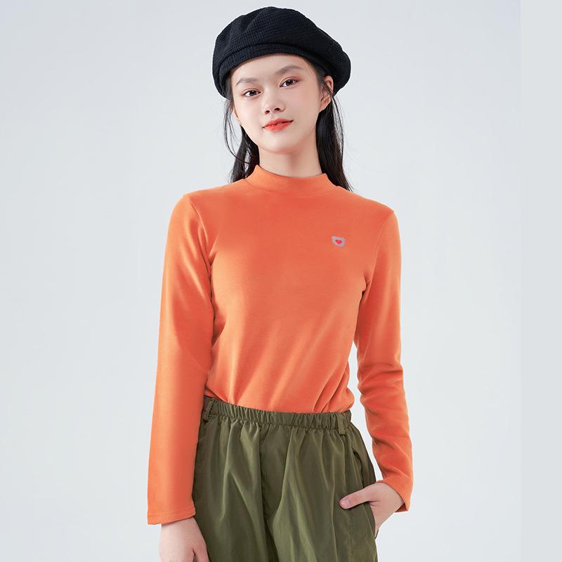 Sous-couche chaude à manches longues et col montant pour adolescents, en velours allemand, pour l'automne/hiver