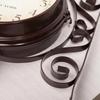 Ceas de perete cu rotație dublă retro Ceas de metal suspendat Decor în aer liber Ceas european cadou de perete