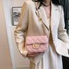 2024 New Women's Bag Casual Texture Solid Color Diamond Chain Small Bag Women's Fashion Shoulder Crossbody Small Square Bag Trendy Black
