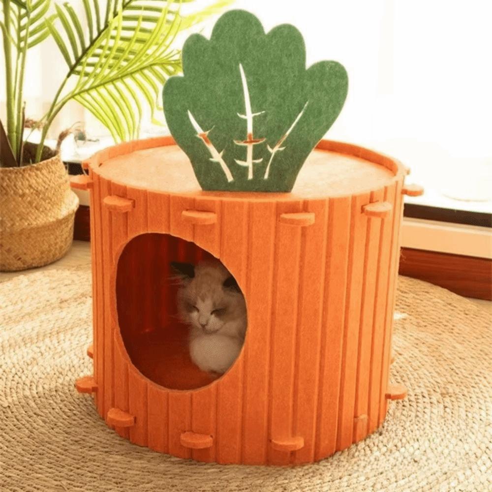 Soft & Durable Carrot Cat Nest Wear-resistant Cat Hideaway Cave Pet Cave House  All Season
