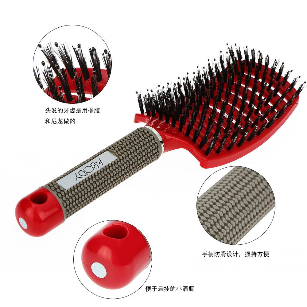 Abody Bristle Nylon Detangle Hårbørste Hårkam Kvinner Hår Hodebunnsmassasje Kam Vått/tørt hårbørste