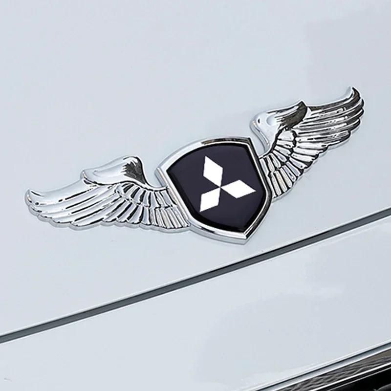 cwznhv1 for Mitsubishi ASX Lancer Cordia Pajero Outlander Eclipse Galant Mirage Metal Chromed Front Hood Emblem Badge Sticker for Car