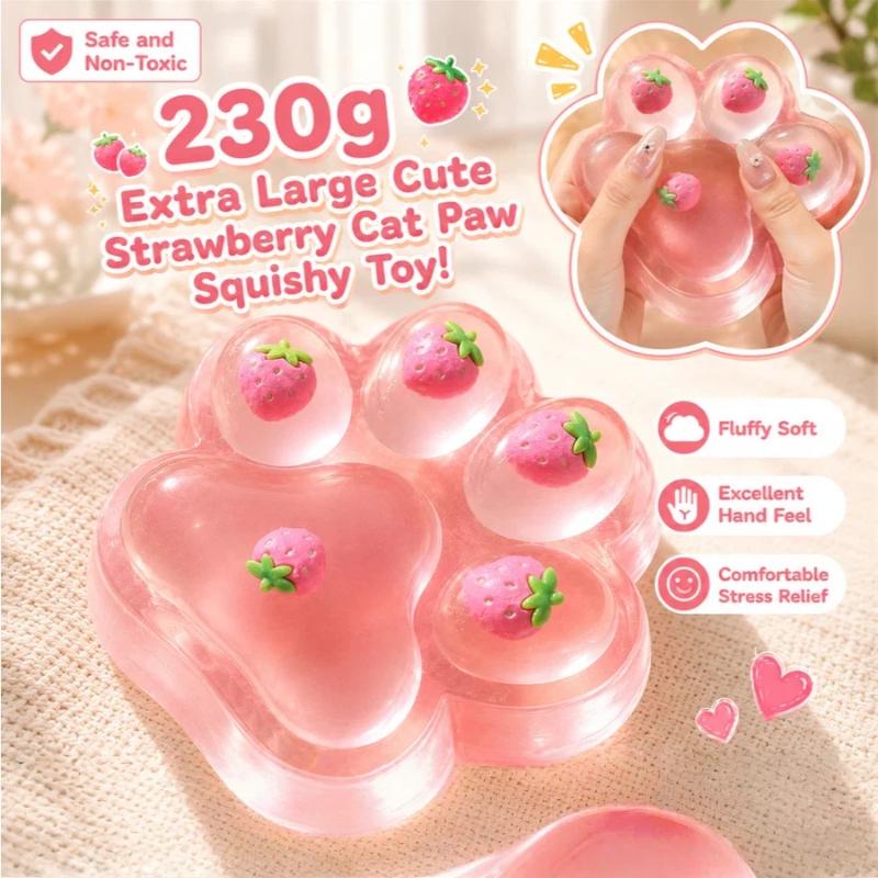 Soft Stress Balls Slow Rising Cat Paw Fruit Designs Fidget Sensory Toy For Kid Strawberry Cat Claw Creative Pinch Fun