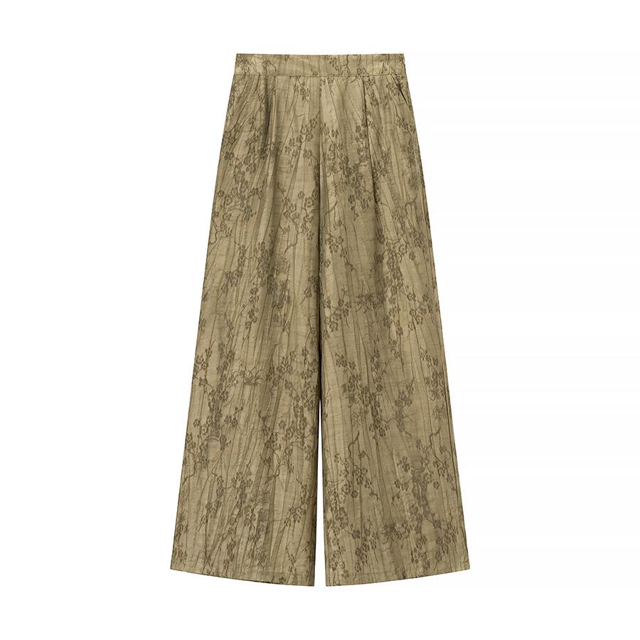 Europäisches & Amerikanisches Damen Jacquard Lockeres Hemd und Lässige Hose Zweiteiliges Set