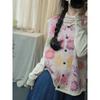 Dimanaf Autumn Women Sleeveless Buttons Vest Sweaters Style Printing  Knitting Casual Loose Sweater