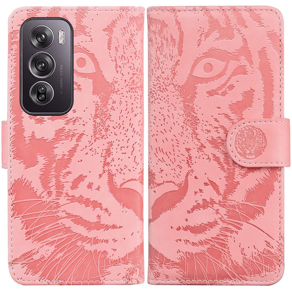 For Oppo Reno12 Pro 5G (Global) Phone Case Tiger Imprint Leather Wallet Cover