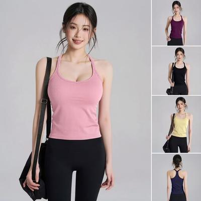 Sleeveless T-sleeve Women's Loose and Comfortable Fitness Sports Top, Summer Quick Drying Breathable Yoga Suit, Girls' Elastic Thin Training Vest