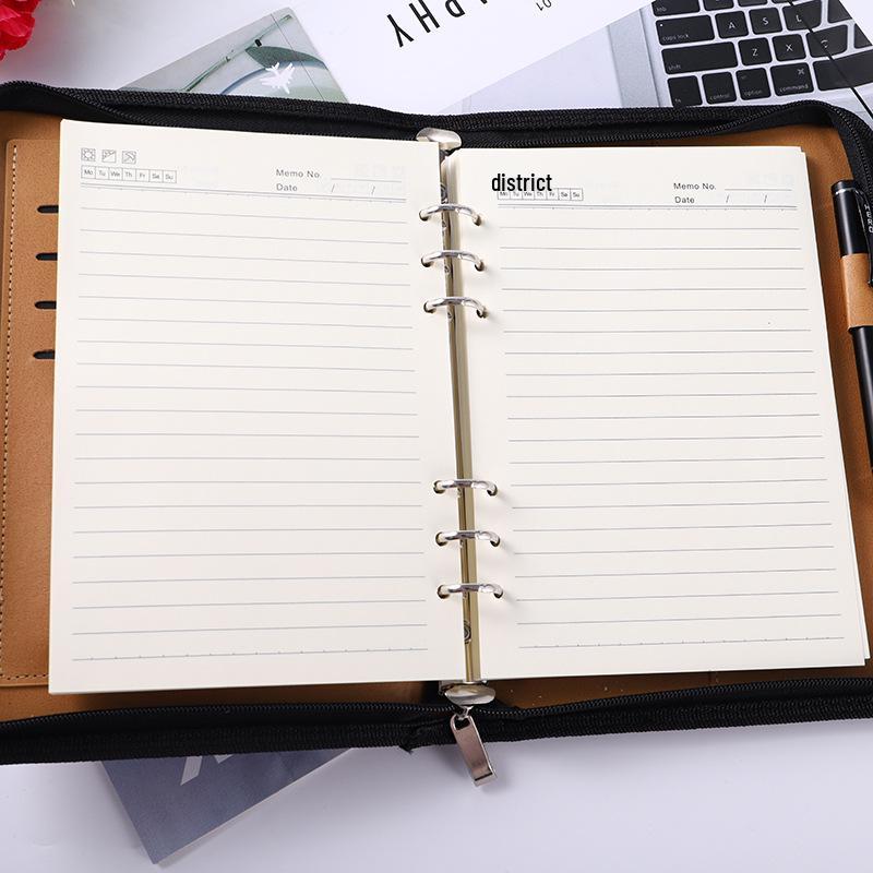 Multifunctional A5/B5 Loose-leaf Zipper Notebook with 8-Digit Calculator & Account Book