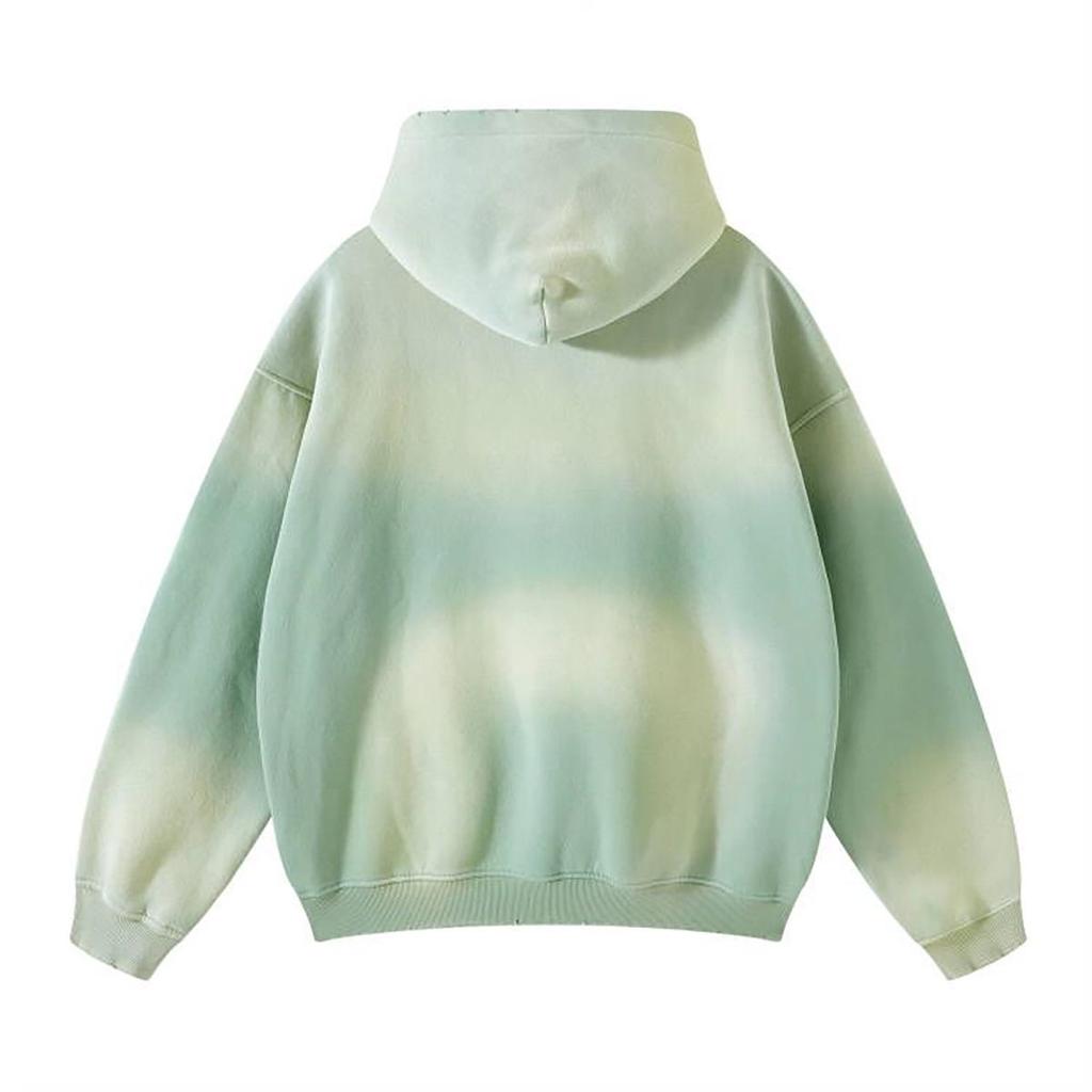 European & American High Street Distressed Fleece-Lined Hoodie for Men