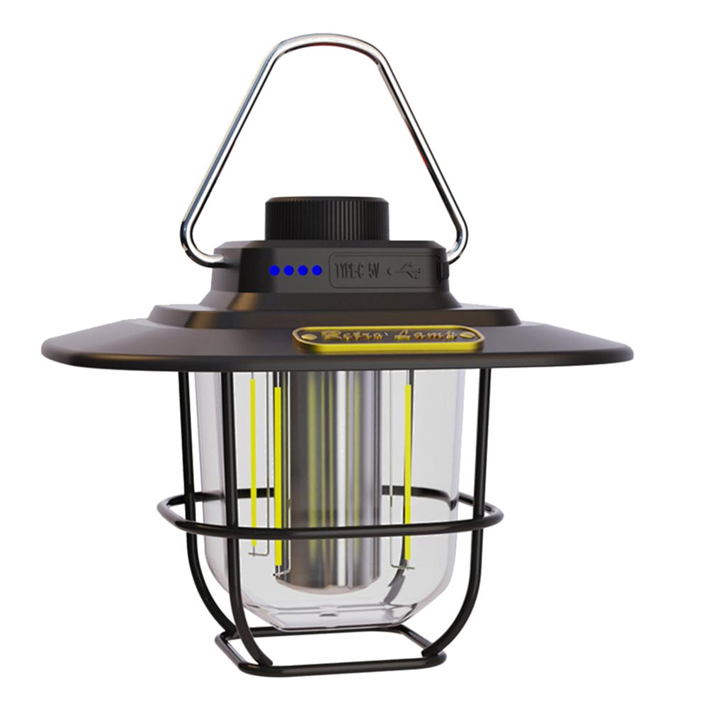 Portable Camping Lanterns 4500mAh Retro Hanging Tent Lamp Waterproof Dimmable Garden Decor Lights for Hiking Emergency Lanterns