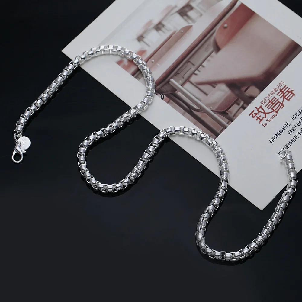 45-60cm 4MM Round Box Chain   Copper Necklaces for Men Woman Boy Fashion Jewelry Party Christmas Gifts
