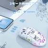 Rato Gaming FREEWOLF A2 Transparente RGB Rato Gaming Sem Fios com Bateria Ajustável Digital Transparente de 400mAh Branco, Conexão 2.4G/BT, Estojo,