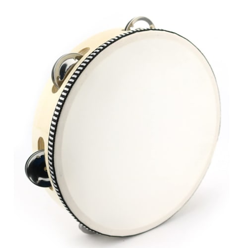 RYOHIN Lab. Portable Tambourine, Hand Drum, Birch Wood with Metal Bell and Peel, 1 Piece (8 Inch)