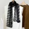Retro Embroidered Flower Lace Scarf Breathable Mesh Lightweight Female Headscarf Long Sunscreen Shawl Women