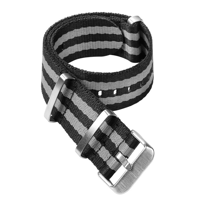Fashion Watchband Stripe Replacement Men Women Nylon Watch Band with Silver Pin Buckle 20mm 22mm Strap for Rolex Band for Omega