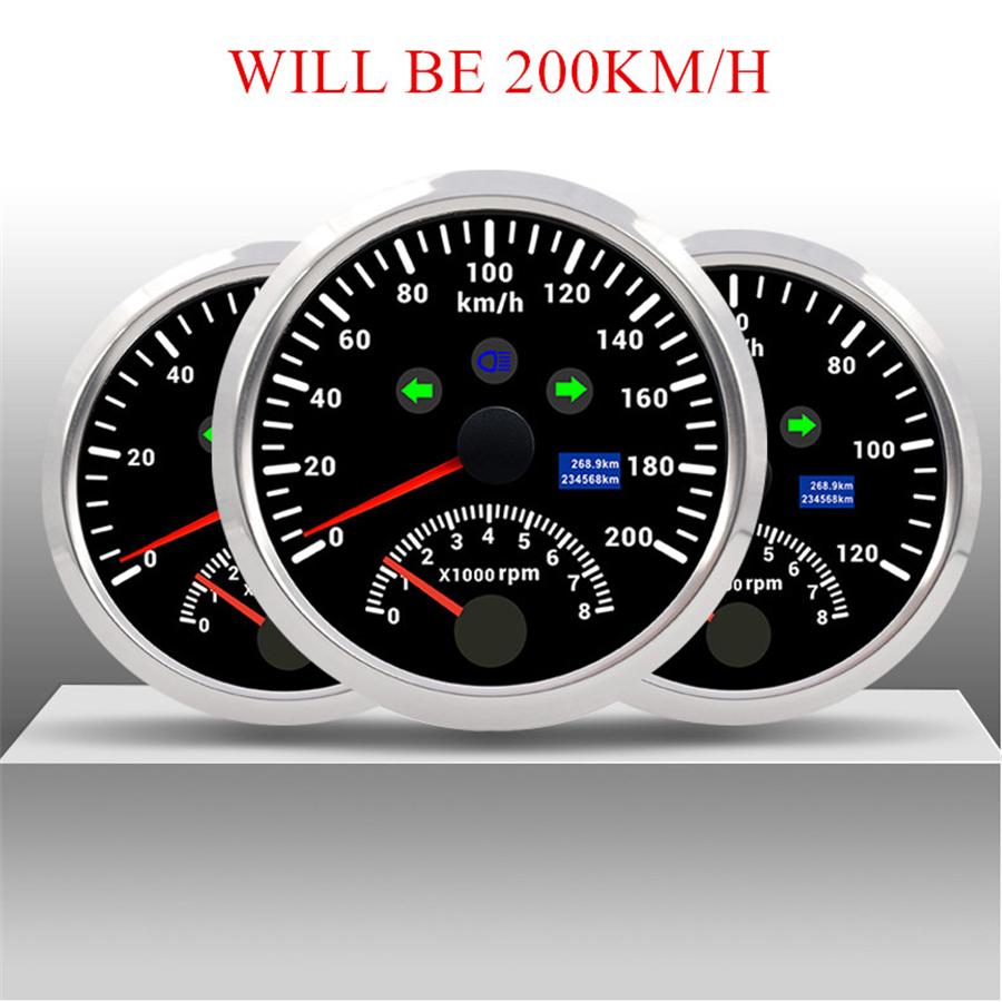 85mm Digital Car Cargo Boat GPS Speedometer 0-200km / h 8000rpm Tachometer for Car Boat ATV 9-32V