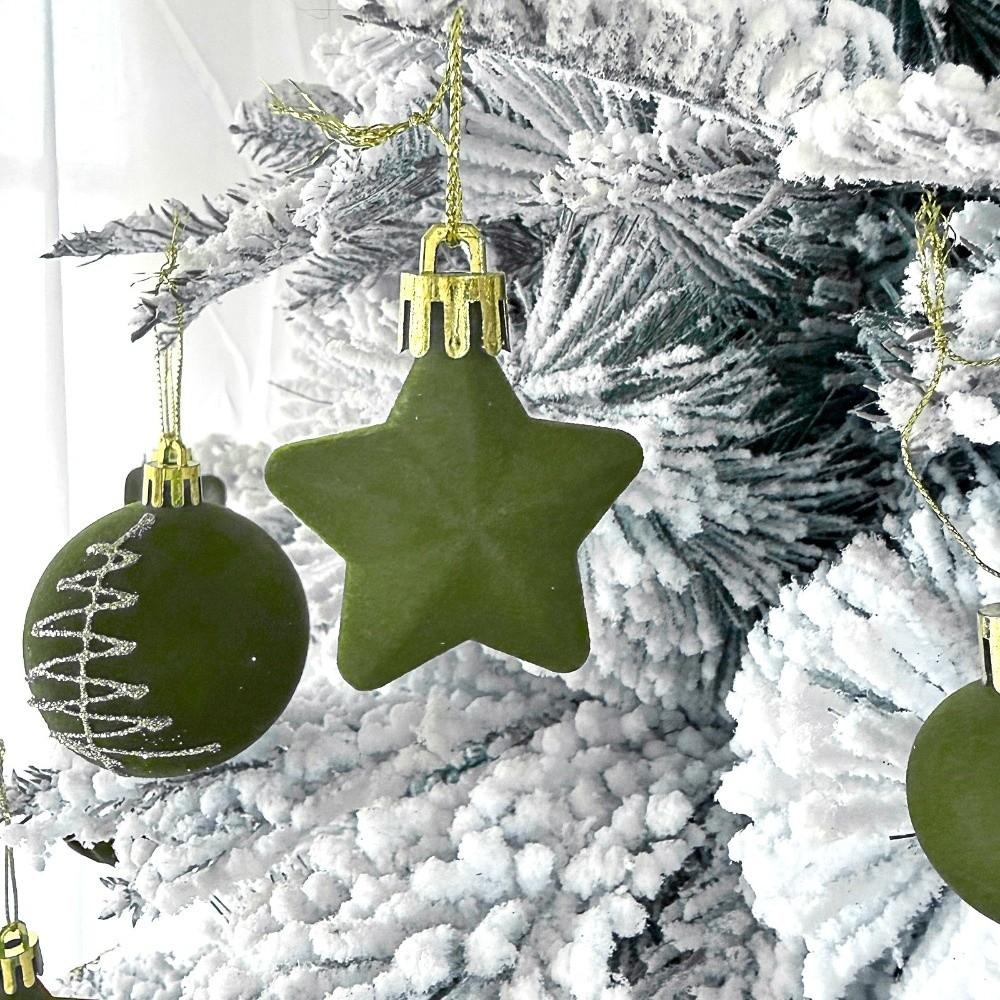 35PCS Velvet Bows Christmas Tree Ornaments Five-Pointed Stars Christmas Ball Home Holiday Decor