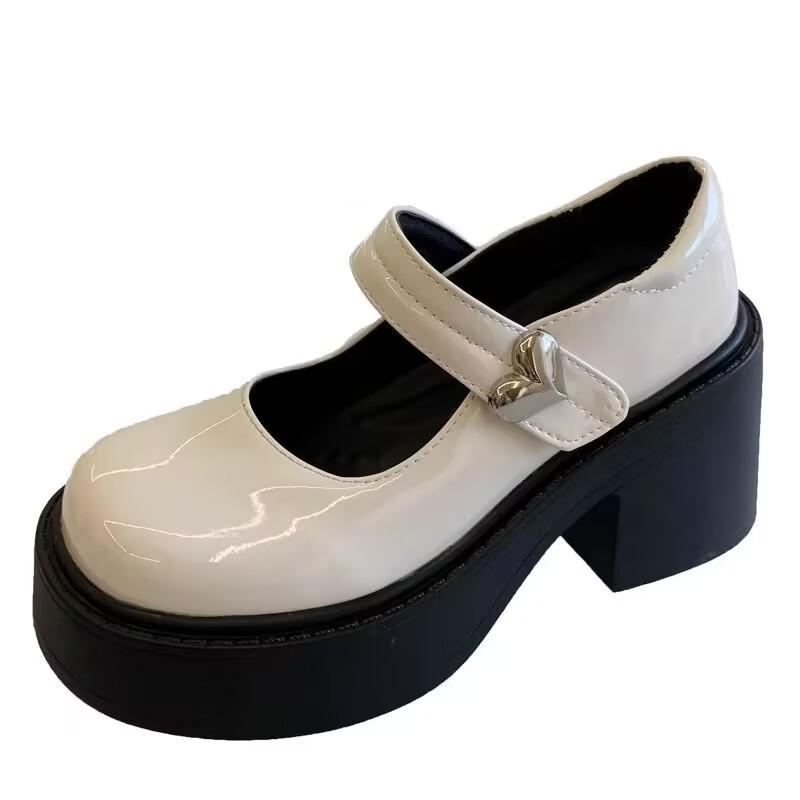 

Туфли Мэри Джейн на платформе, женские, кожаные, весенние, новые, в британском стиле, ретро, с круглым носком, на толстом каблуке, французские, одинарные 35