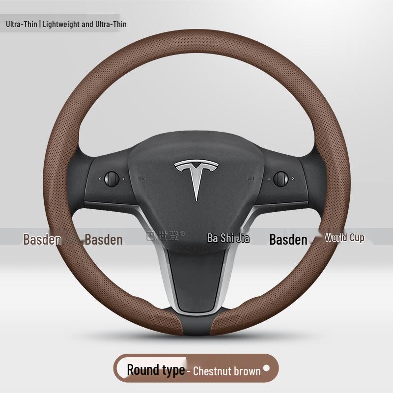 Originele Lederen Stuurwielhoes voor Tesla Model Y, 3, X, S