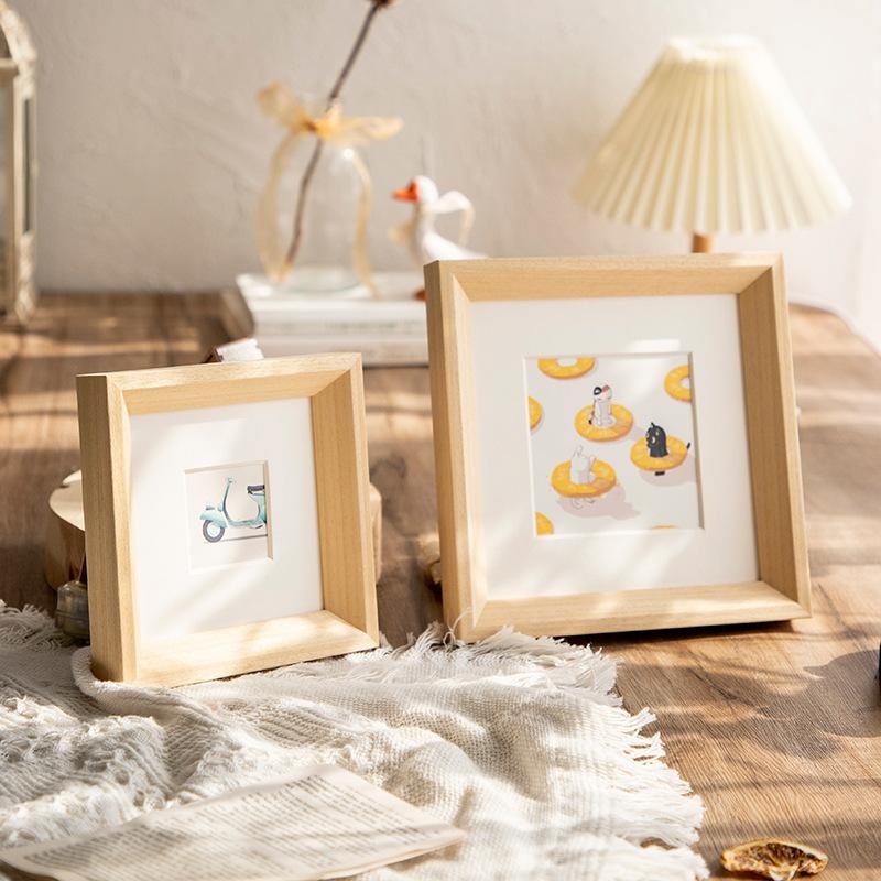

Home Decor Solid Wood Small Photo Frame DIY Photo Frame Table 6 Inches 7 Inches 8 Inches Album Frame Wall Hanging square 6inch (15.2*15.2) белый