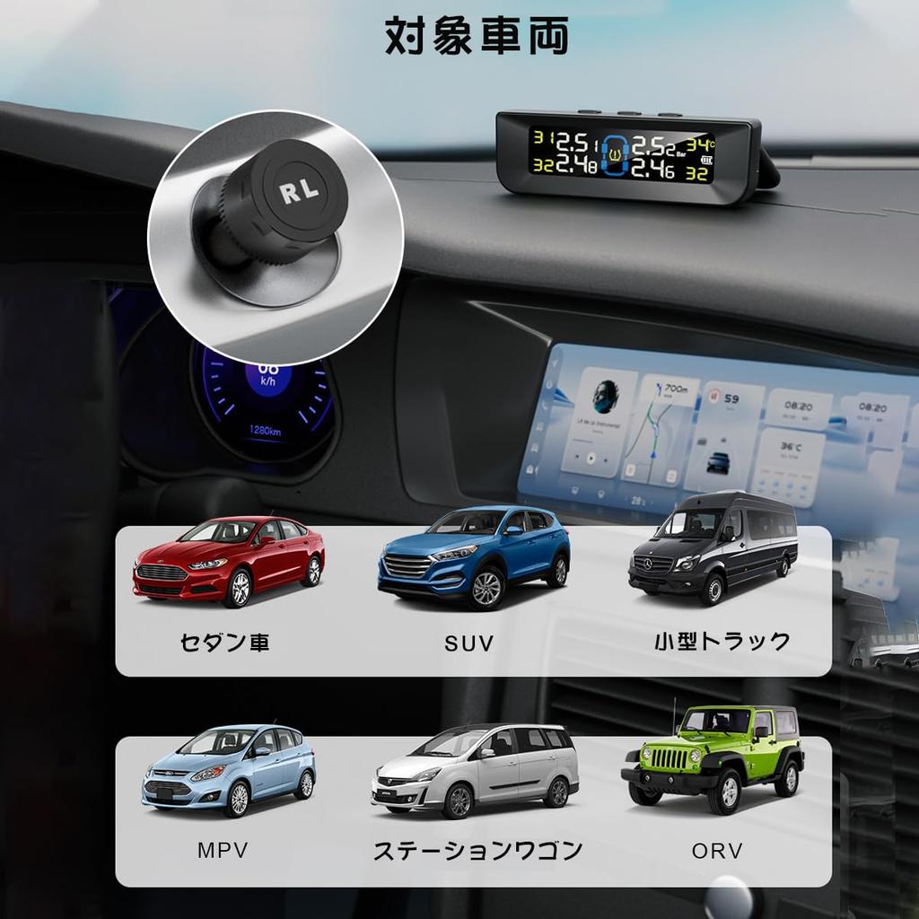 Tigwiss Tire Pressure Monitor, TPMS Air Pressure Sensor, Vibration Sensor, Tire Pressure Temperature Measurement,