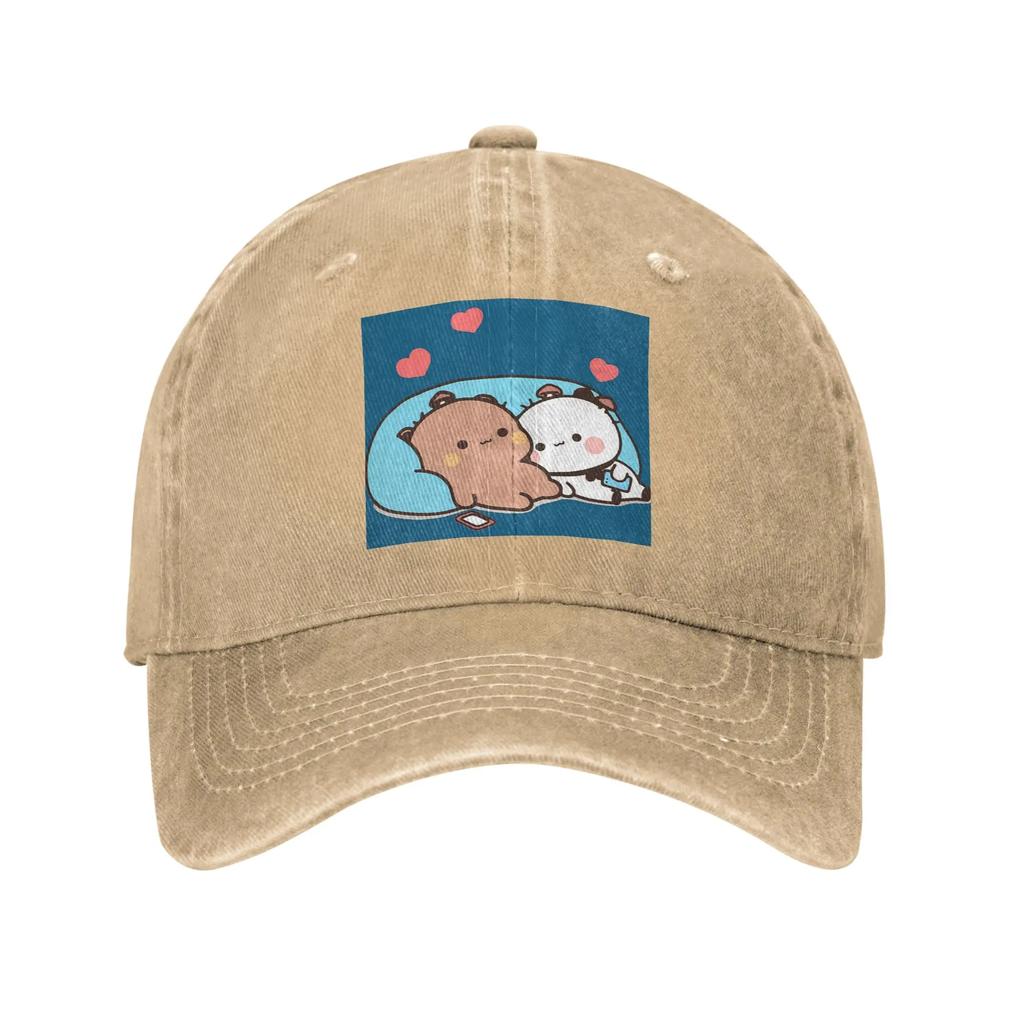 Bubu Dudu Panda Bears Cartoon Washed Denim Cap Casual Baseball Caps Adjustable Hat Summer Unisex Baseball Hats