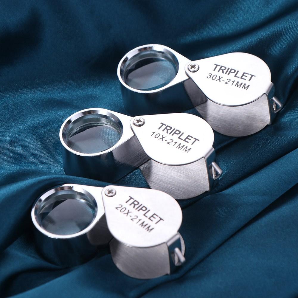 Metal Jewelry Magnifying Glass Mini Reading Magnifier 10-30X Pocket Loupe Read Newspapers
