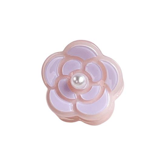 Hair Claw with High-Elastic Spring Camellia Design Hair Clip with Imitation Pearl Decor