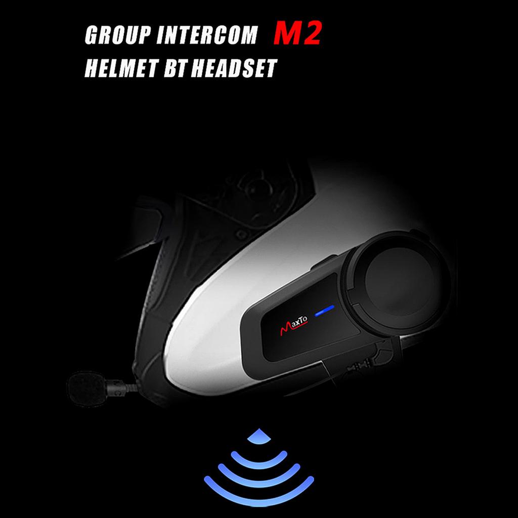 BT Motorcycle Helmet Intercom Water Proof Moto Intercom Headset Replacement for Outdoor Black