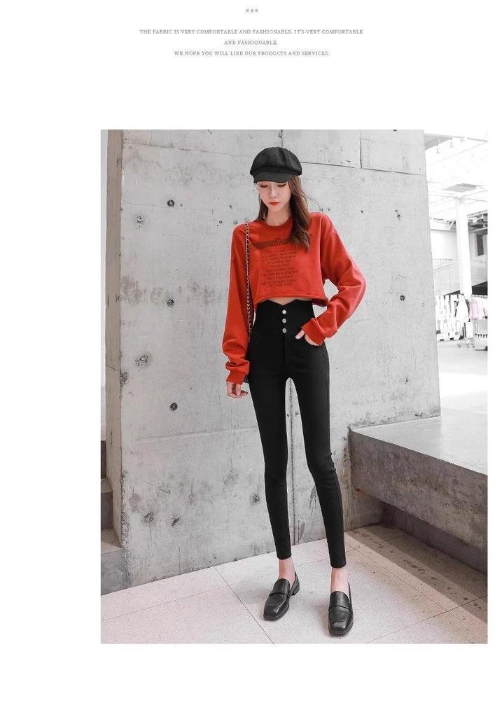 Women's High-Waisted Elastic Skinny Leggings - Plus Size Slimming Pants for Spring and Autumn