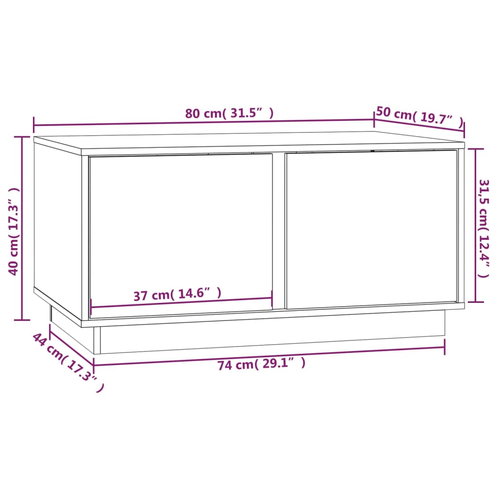  Stolik kawowy, 80x50x40 cm, lite drewno sosnowe